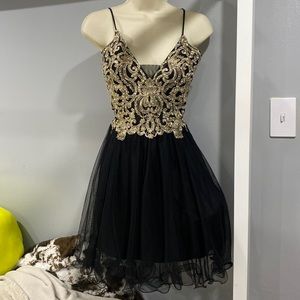 short fit and flare dress black sequins